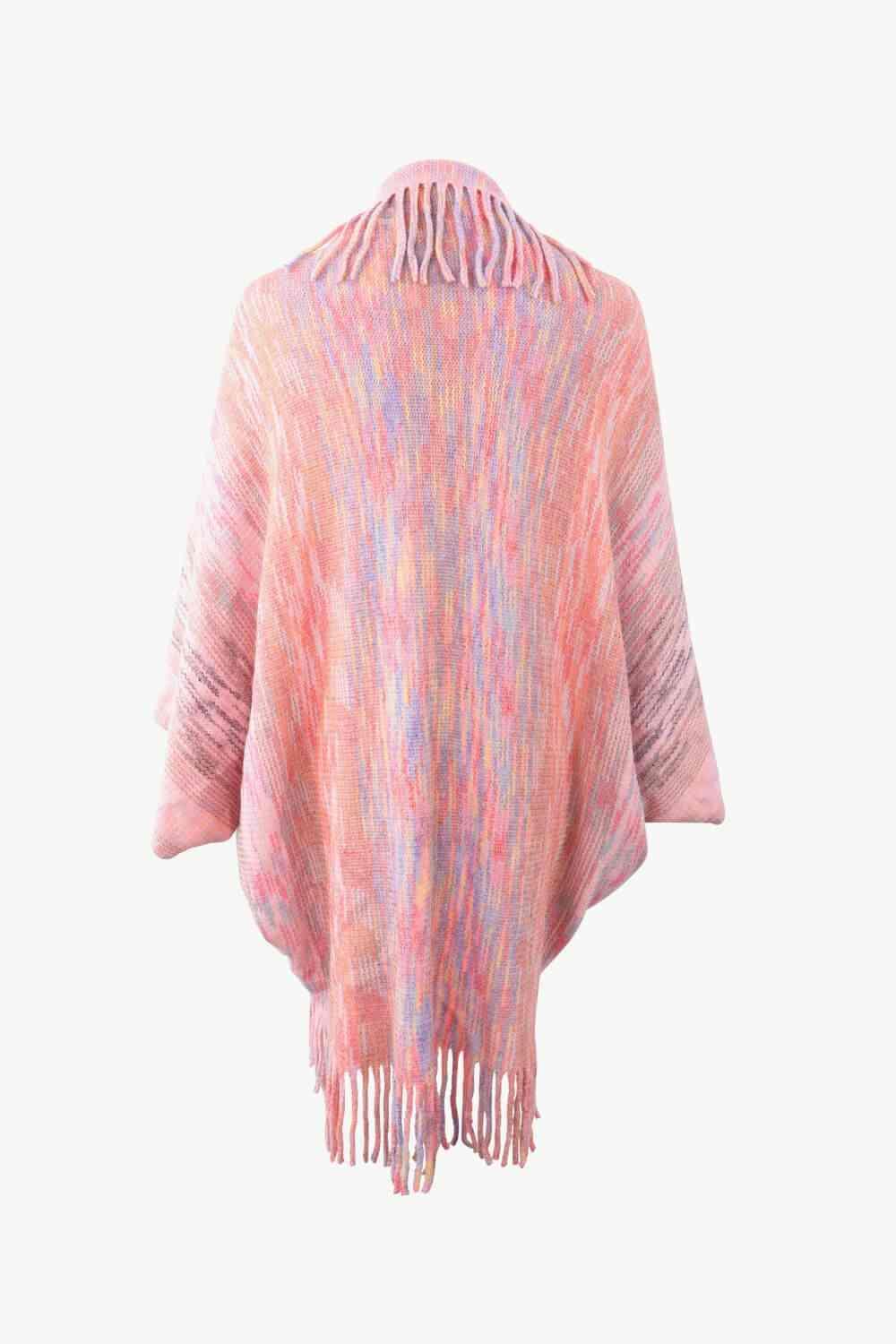 Bohemian Warmth Open Front Fringe Poncho - MXSTUDIO.COM