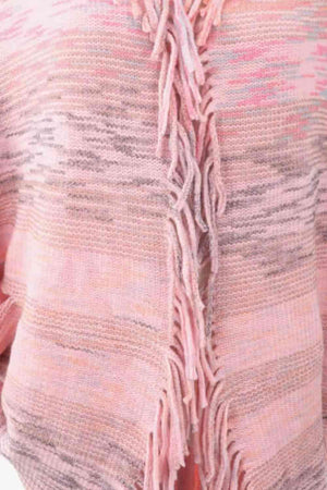 Bohemian Warmth Open Front Fringe Poncho - MXSTUDIO.COM