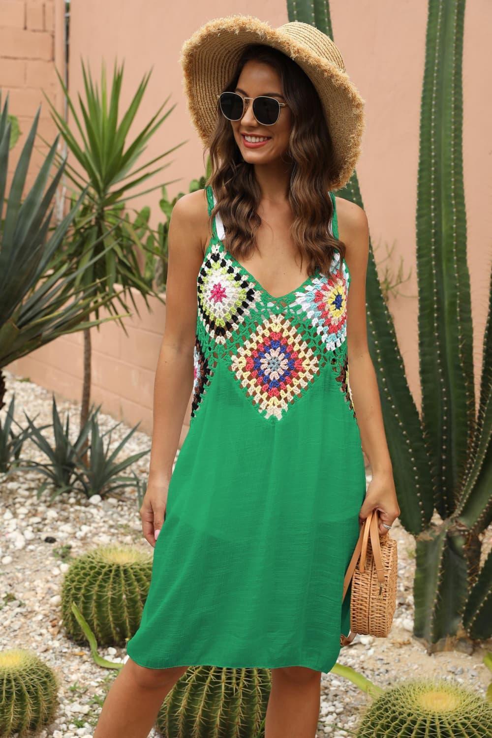 Boho Aesthetic Embroidered Plunge Sleeveless Dress - MXSTUDIO.COM