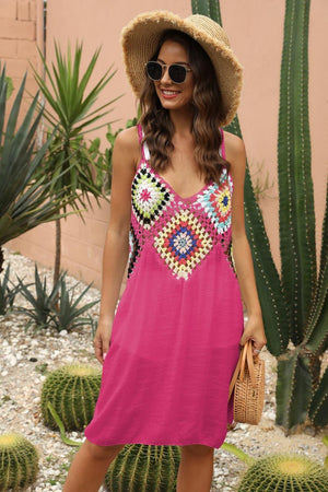 Boho Aesthetic Embroidered Plunge Sleeveless Dress - MXSTUDIO.COM