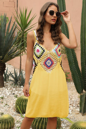 Boho Aesthetic Embroidered Plunge Sleeveless Dress - MXSTUDIO.COM
