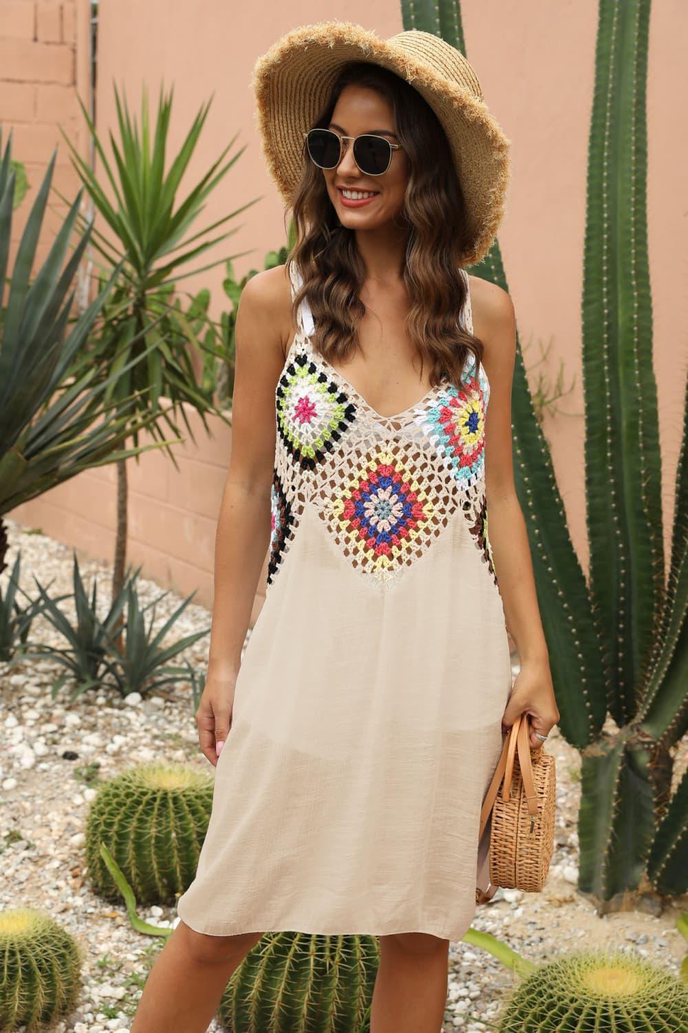 Boho Aesthetic Embroidered Plunge Sleeveless Dress - MXSTUDIO.COM