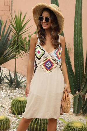 Boho Aesthetic Embroidered Plunge Sleeveless Dress - MXSTUDIO.COM