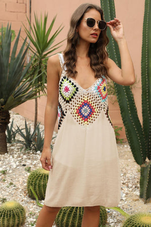Boho Aesthetic Embroidered Plunge Sleeveless Dress - MXSTUDIO.COM