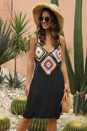 Boho Aesthetic Embroidered Plunge Sleeveless Dress - MXSTUDIO.COM