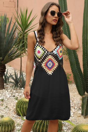 Boho Aesthetic Embroidered Plunge Sleeveless Dress - MXSTUDIO.COM