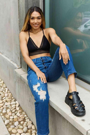 Boho Charm Racerback Black Lace Bralette - MXSTUDIO.COM