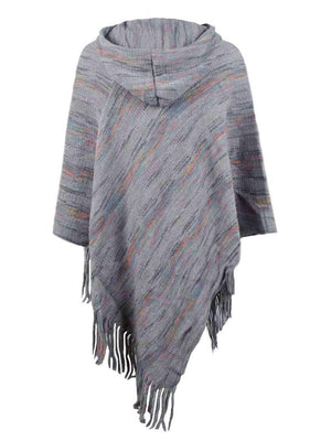 Boho Spirit Fringe Hem Hooded Poncho - MXSTUDIO.COM