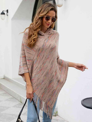 Boho Spirit Fringe Hem Hooded Poncho - MXSTUDIO.COM