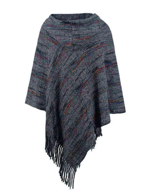 Boho Spirit Fringe Hem Hooded Poncho - MXSTUDIO.COM