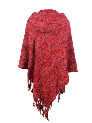 Boho Spirit Fringe Hem Hooded Poncho - MXSTUDIO.COM