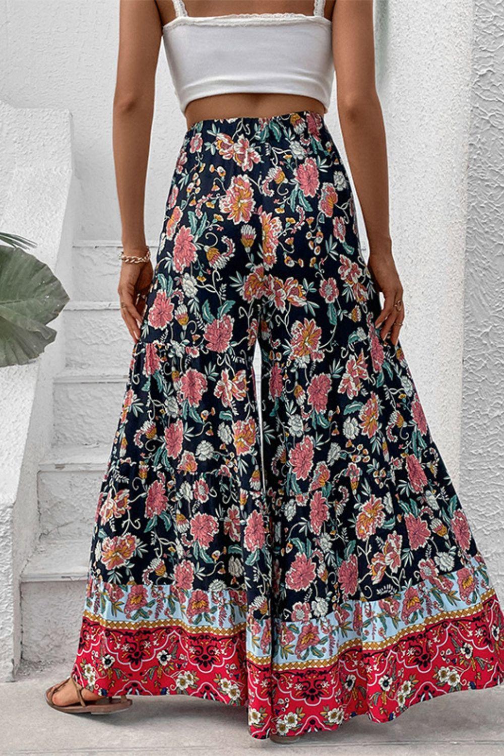 Boho Spirit High Waist Floral Palazzo Pants - MXSTUDIO.COM