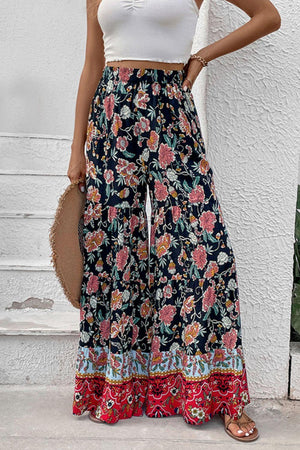 Boho Spirit High Waist Floral Palazzo Pants - MXSTUDIO.COM