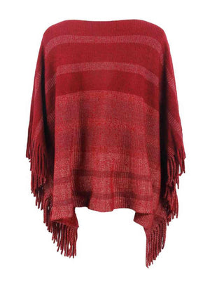 Boho Vibe Boat Neck Fringe Poncho-MXSTUDIO.COM