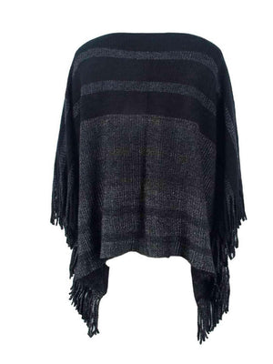 Boho Vibe Boat Neck Fringe Poncho-MXSTUDIO.COM