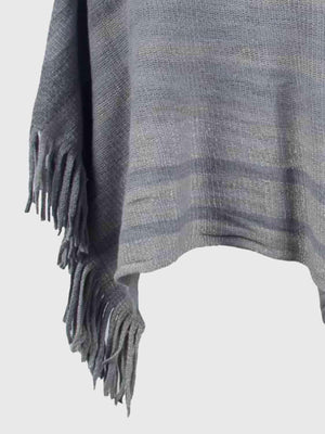 Boho Vibe Boat Neck Fringe Poncho-MXSTUDIO.COM
