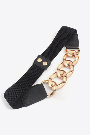 Bold And Confident Chain Detail PU Waist Elastic Belt - MXSTUDIO.COM