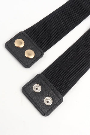 Bold And Confident Chain Detail PU Waist Elastic Belt - MXSTUDIO.COM