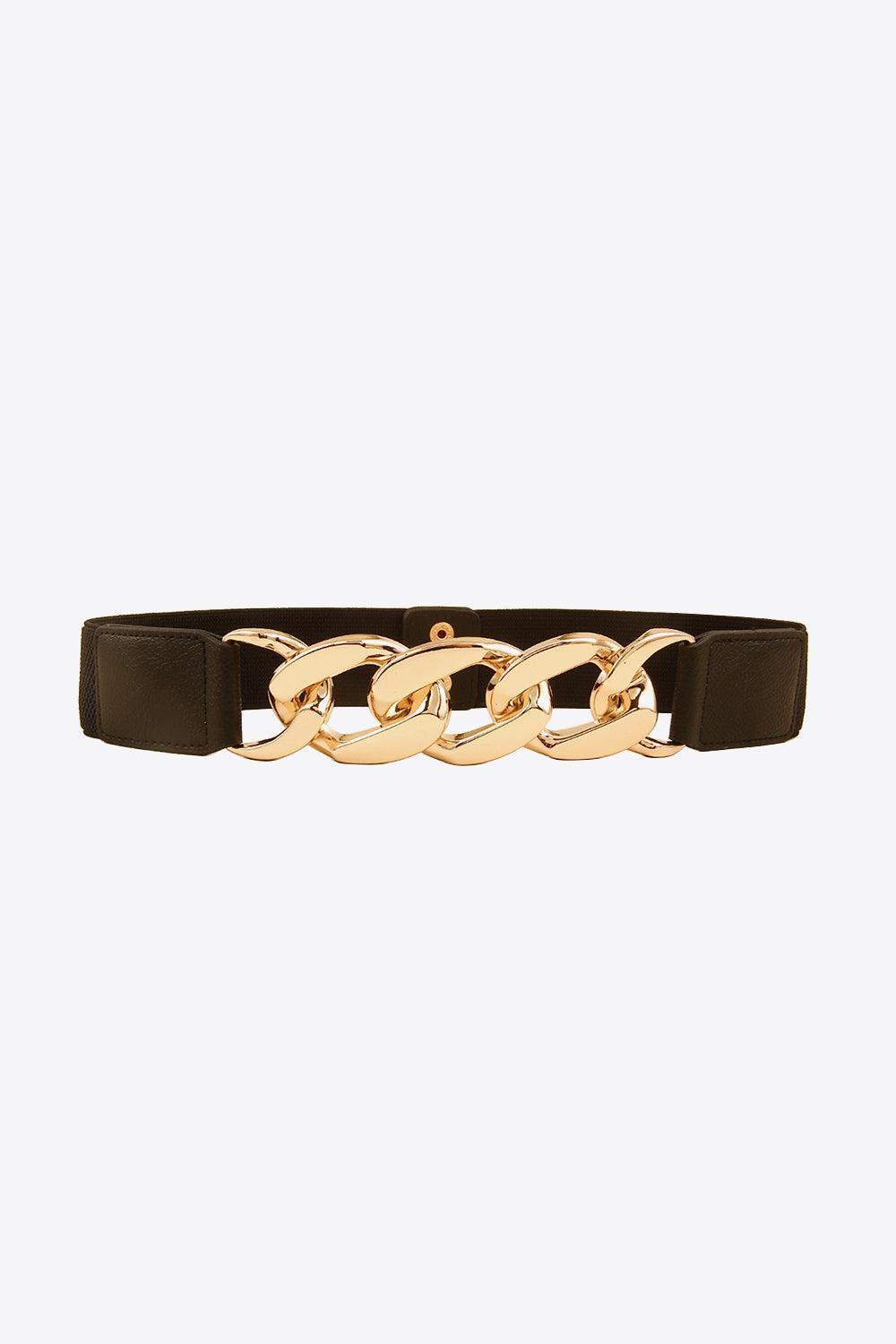 Bold And Confident Chain Detail PU Waist Elastic Belt - MXSTUDIO.COM