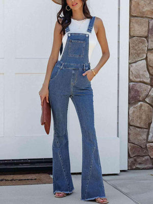 Bootcut Raw Hem Denim Bib Overalls - MXSTUDIO.COM