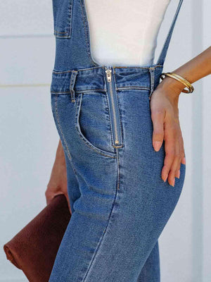 Bootcut Raw Hem Denim Bib Overalls - MXSTUDIO.COM