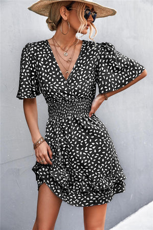 Born To Express Surplice Flutter Sleeve Mini Dress - MXSTUDIO.COM