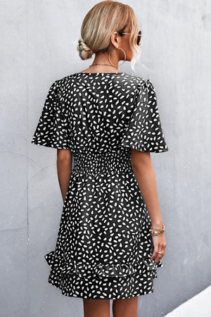 Born To Express Surplice Flutter Sleeve Mini Dress - MXSTUDIO.COM