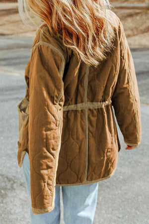 Breezy Chic Zip-Up Drawstring Waist Jacket-MXSTUDIO.COM