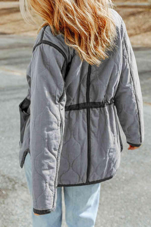 Breezy Chic Zip-Up Drawstring Waist Jacket-MXSTUDIO.COM