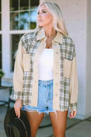 Breezy Day Chic Raw Hem Plaid Button Down Jacket - MXSTUDIO.COM