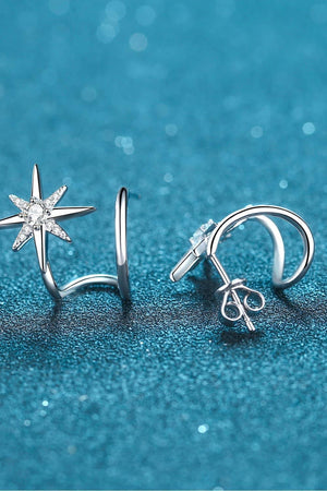 Bright Future Star Shape Moissanite Huggie Earrings - MXSTUDIO.COM