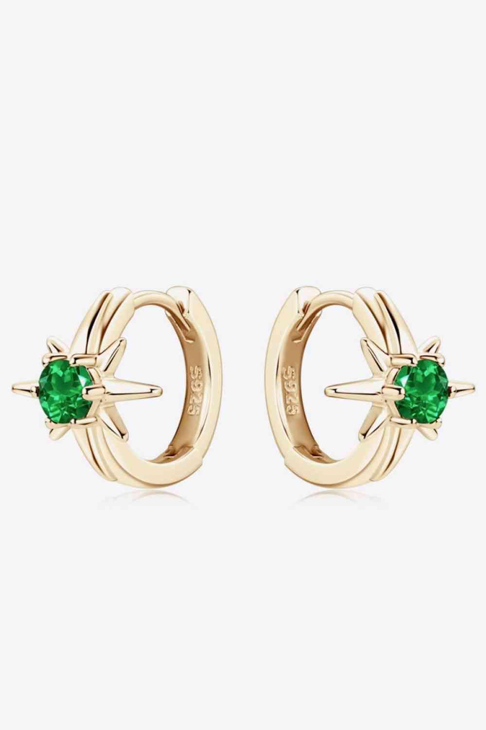 Brilliant Glow Lab-Grown Emerald Huggie Earrings-MXSTUDIO.COM