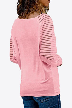 Bubbly Comfort V-Neck Long Raglan Sleeve Top - MXSTUDIO.COM