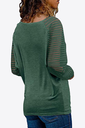 Bubbly Comfort V-Neck Long Raglan Sleeve Top - MXSTUDIO.COM