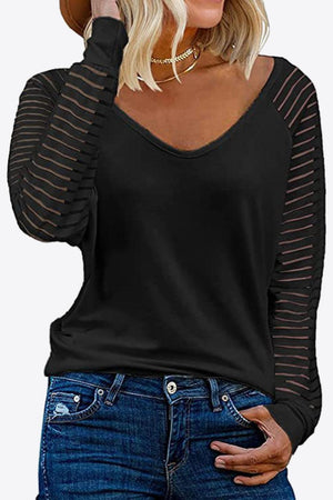 Bubbly Comfort V-Neck Long Raglan Sleeve Top - MXSTUDIO.COM
