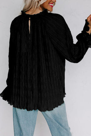 Bubbly Crew Neck Long Sleeve Blouse - MXSTUDIO.COM