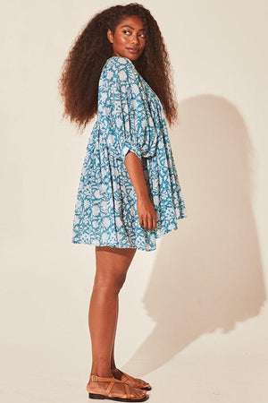 Bubbly Fresh Half Sleeve Floral Mini Dress - MXSTUDIO.COM