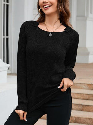 Bubbly Warmth Textured Long Sleeve Knit Top-MXSTUDIO.COM