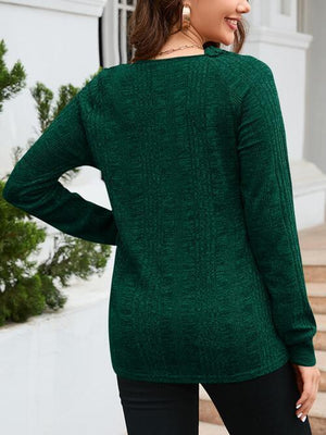 Bubbly Warmth Textured Long Sleeve Knit Top-MXSTUDIO.COM
