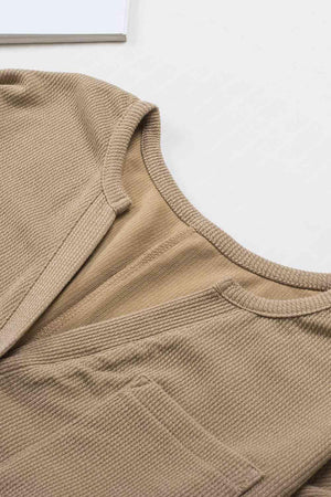 Calm Vibe Notched Neck Long Sleeve Romper - MXSTUDIO.COM