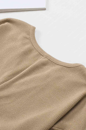 Calm Vibe Notched Neck Long Sleeve Romper - MXSTUDIO.COM