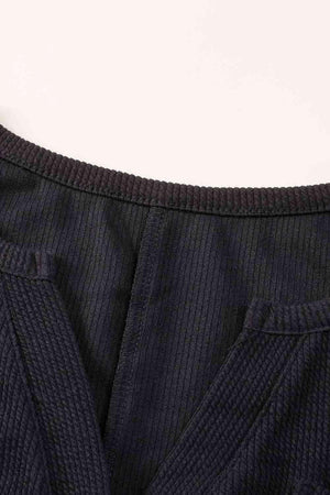 Calm Vibe Notched Neck Long Sleeve Romper - MXSTUDIO.COM