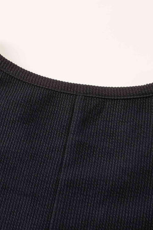 Calm Vibe Notched Neck Long Sleeve Romper - MXSTUDIO.COM