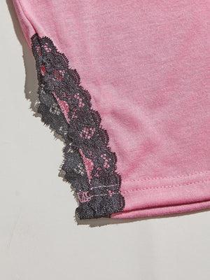 Calming Lace Trim Slit Cami and Pants Pajama Set - MXSTUDIO.COM