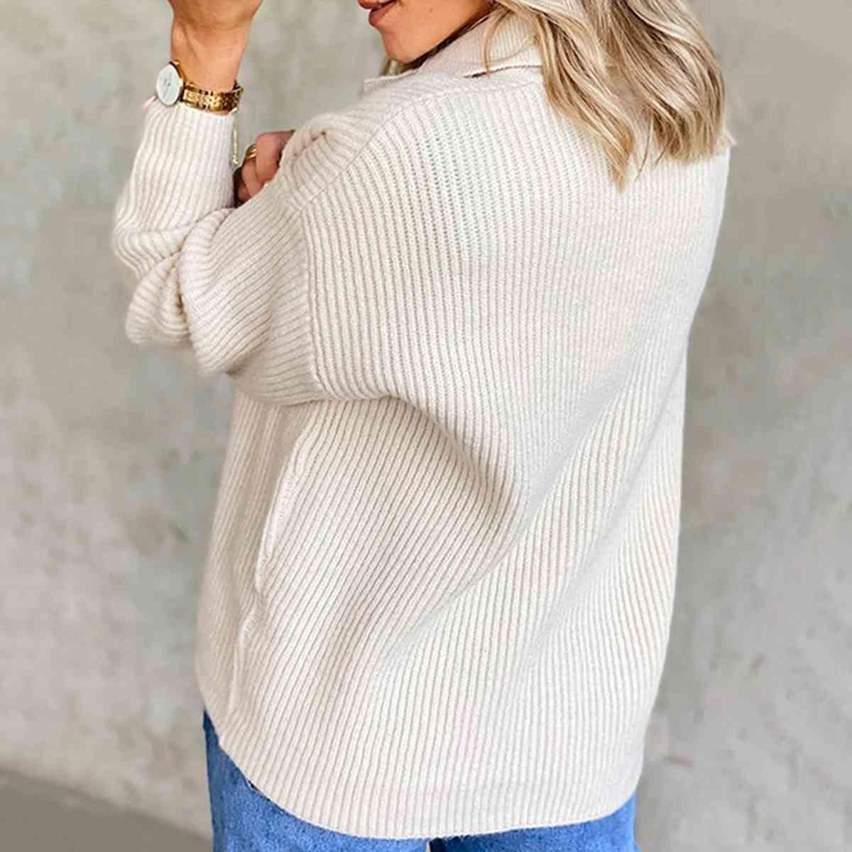 Certified Comfy Collared Knit Sweater-MXSTUDIO.COM