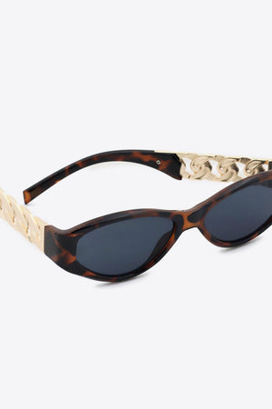 Chain Accent Temple Cat Eye Acetate Sunglasses - MXSTUDIO.COM