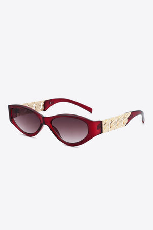 Chain Accent Temple Cat Eye Acetate Sunglasses - MXSTUDIO.COM