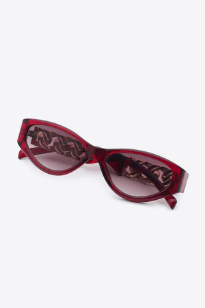 Chain Accent Temple Cat Eye Acetate Sunglasses - MXSTUDIO.COM
