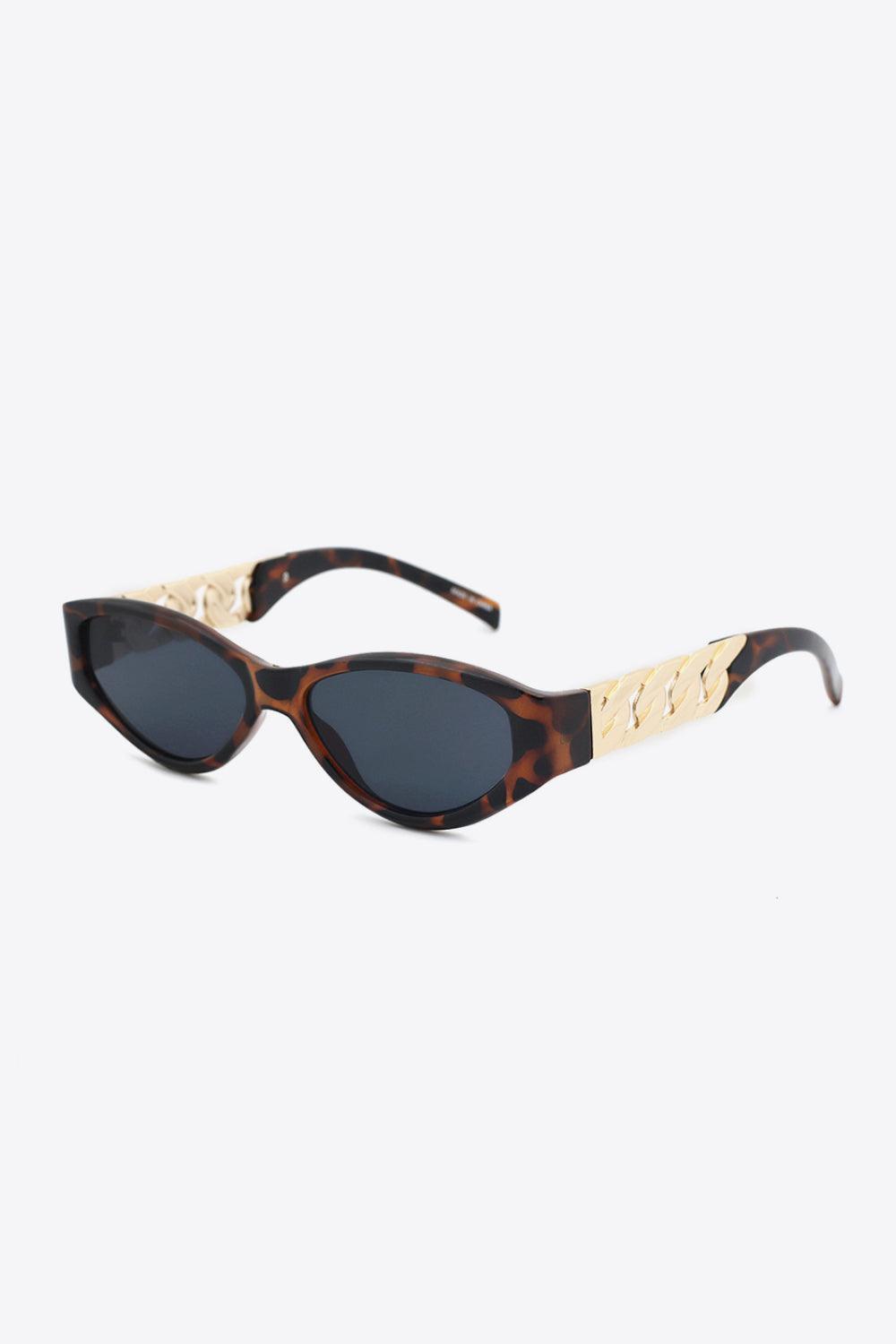 Chain Accent Temple Cat Eye Acetate Sunglasses - MXSTUDIO.COM