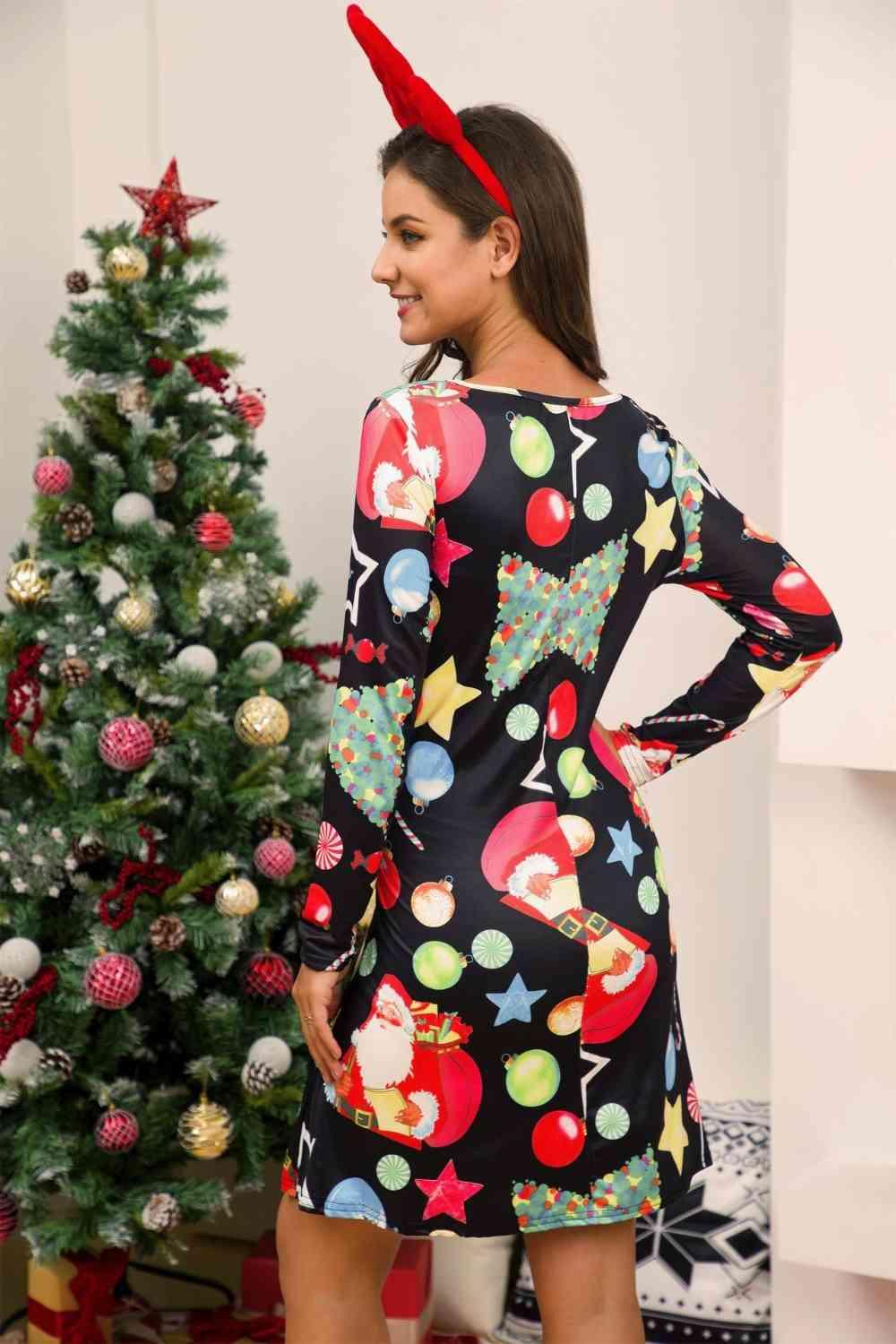 Cheerful Long Sleeve Women Christmas Dress-MXSTUDIO.COM
